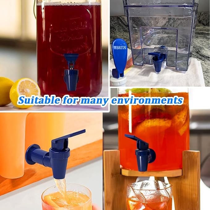 Replacement Cooler Faucet Water Bottle Jug, BPA-Free Plastic Spigot Spout Water Beverage Lever Pour Dispenser Valve, Crock Tap (2 Blue)