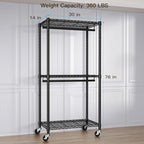 FUTASSI Heavy-Duty Portable Closet, 30"W x 14"D x 76"H, Black, Carbon Steel