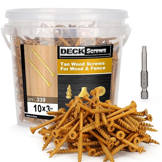 Deck Screws #10 x 3’’, T25 Star Torx Drive Flat Head Wood Screws, Tan, 5lb