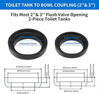 Universal Toilet Tank to Bowl Bolt & Gasket Replacement Kit – Toilet Tank Repair Kit Includes 2" and 3" Rubber Seal Gaskets, Extra-Long Brass Plated Bolts, Washers, Nuts, Fits Most 2-Piece Toilets