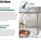 KRAUS Britt Touchless Sensor Commercial Single Handle Pull Down Kitchen Faucet in Spot Free Antique Champagne Bronze, KSF-1691SFACB
