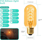AMDTU E26 Edison Bulbs 60 Watts Equivalent, 600 Lumens LED Bulbs 7W, Ultra Filament Spiral E26 Base Edison LED Bulbs Dimmable, Warm Yellow 2200K T45 Amber Glass Tubular Light Bulbs 2 Pack