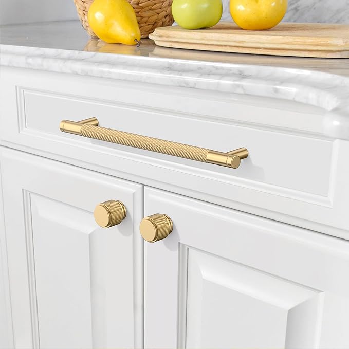 Amerdeco 10 Pack Champagne Bronze Cabinet Pulls, 10 Inch(254mm) Hole Center, Kitchen Cabinet Handles