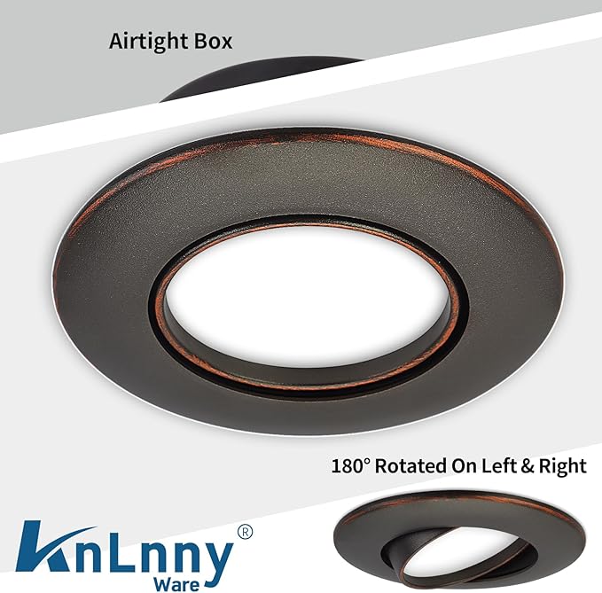 Oil Rubbed Bronze 4 Inch Led Recessed Lights 6 Pack,Ajustable Led Eyeball Gimbal Lights,4 Inch Ceiling Light with Junction Box,5CCT Selectable,9W 750LM,Dimmable