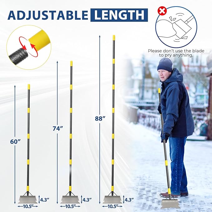 Garden Flat Scraper, 60" Multifunctional Cleaning Shovel, Heavy Duty Manual Weeder Metal Floor Scraper Garden Tool for Scraping, Ice Remove, Lawn Digging, Weeding, Edging