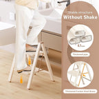 GameGem 2 Step Ladder Folding Step Stool with Wide Anti-Slip Pedal, 330LBS Capacity, Lightweight Portable Stepladder for Home and Kitchen Use, Cream Chocolate