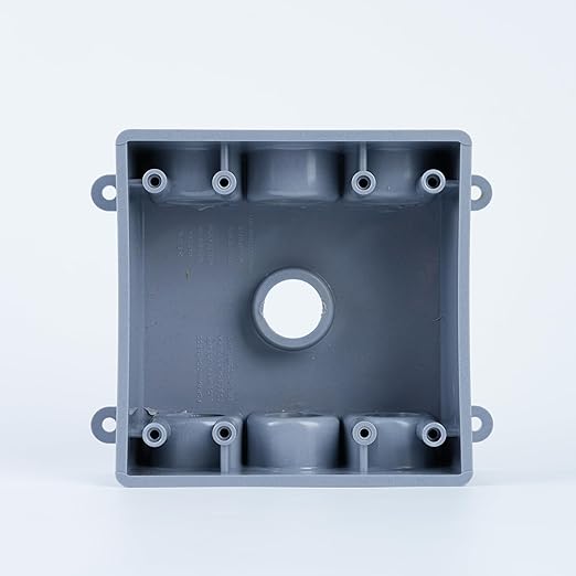 1/2-Inch or 3/4-Inch Weatherproof Electrical Junction Box with Adapters, Gray, Indoor/Outdoor Installation (Two-Gang Box)