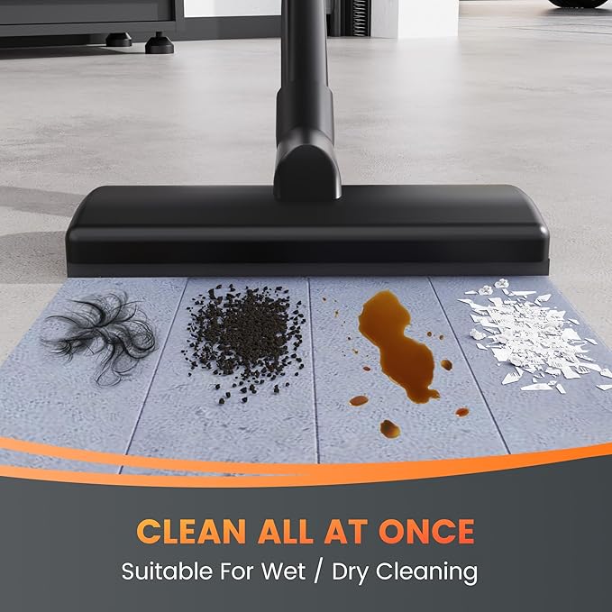 Giraffe Tools Grandstorm Retractable Vacuum Cleaner with 30 FT+ 1 FT Hose Wall Mounted, Wet Dry Vacuum Cleaner with 6 Nozzles for Car Detailing Normal Version, Grey （No Remote Control Funtion）