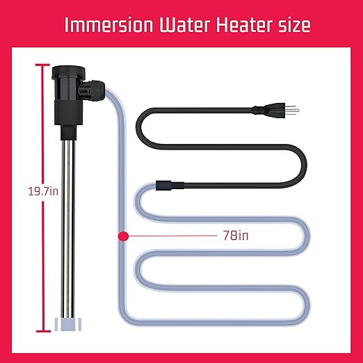 240V 3500W Immersion Water Heater for Pool & Hot Tub – Portable Electric Submersible Heater with Temp Control, Auto Shut-Off and WiFi Timer for Baptistry, Above Ground Pool and Bathtub