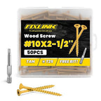 Wood Screws 2-1/2 Inch, FIXLINK Deck Screws #10 x 2-1/2", 50pcs Epoxy Coated, T25 Star Bit Above 1500 Hour Salt Spray Coating Outdoor Decking Screws Excellent Rust Resistant for Outdoor Wood Fence
