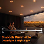 12 Pack 3 Inch Recessed LED Lights with Night Light, Canless Ultra Thin Wafer Recessed Lighting Downlight with Junction Box, Dimmable & 5 Color Temperature Selectable, 6W, ETL, White