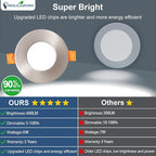 DLLT LED Recessed Ceiling Light: 24 Pack 3 Inch Brushed Nickel Recessed Lighting