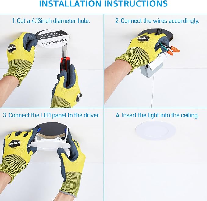 TORCHSTAR 4 Inch Slim LED Recessed Lighting with Junction Box, CRI90 Dimmable 9W Ultra-Thin Recessed Light, 3000K Warm White, 800LM Basic Series LED Downlight, ETL & ES & FCC, Pack of 6