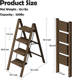 Taranta 4 Step Ladder,Aluminum Lightweight Folding 4 Step Stool with Anti-Slip Wide Pedal,330lbs Capacity Step Ladder for Household,Kitchen,Office - Walnut