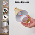 Vintage Cordless Gooseneck Battery Operated Wall Sconces Set of 2, Gold Bedside Battery Powered Wall Decor Lamps with Remote Control, Wireless Indoor LED Lights Fixture for Bedroom Hallway