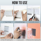 Lichamp Plastic Cover for Painting, Pre-Taped Masking Film, 22 inch x 30 Yard x 3 Rolls (90 Yards Total), Painters Plastic with Tape, Advanced Masking Tape Film