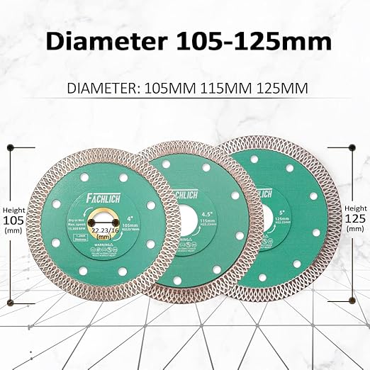 Diamond Tile Saw Blades - 4" Diamond Blade 2pcs 105MM Ceramic Cutting Discs with X Teeth Turbo Mesh Rim for Ceramic Tile Porcelain Granite Marble