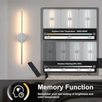 Removable Battery Operated Wall Sconces with Remote Control 350°Rotate LED Wireless Wall Lights with 3 Color Temperatures & Dimming for Bedroom, Hallway, 28.3 Inch (2 Pack)