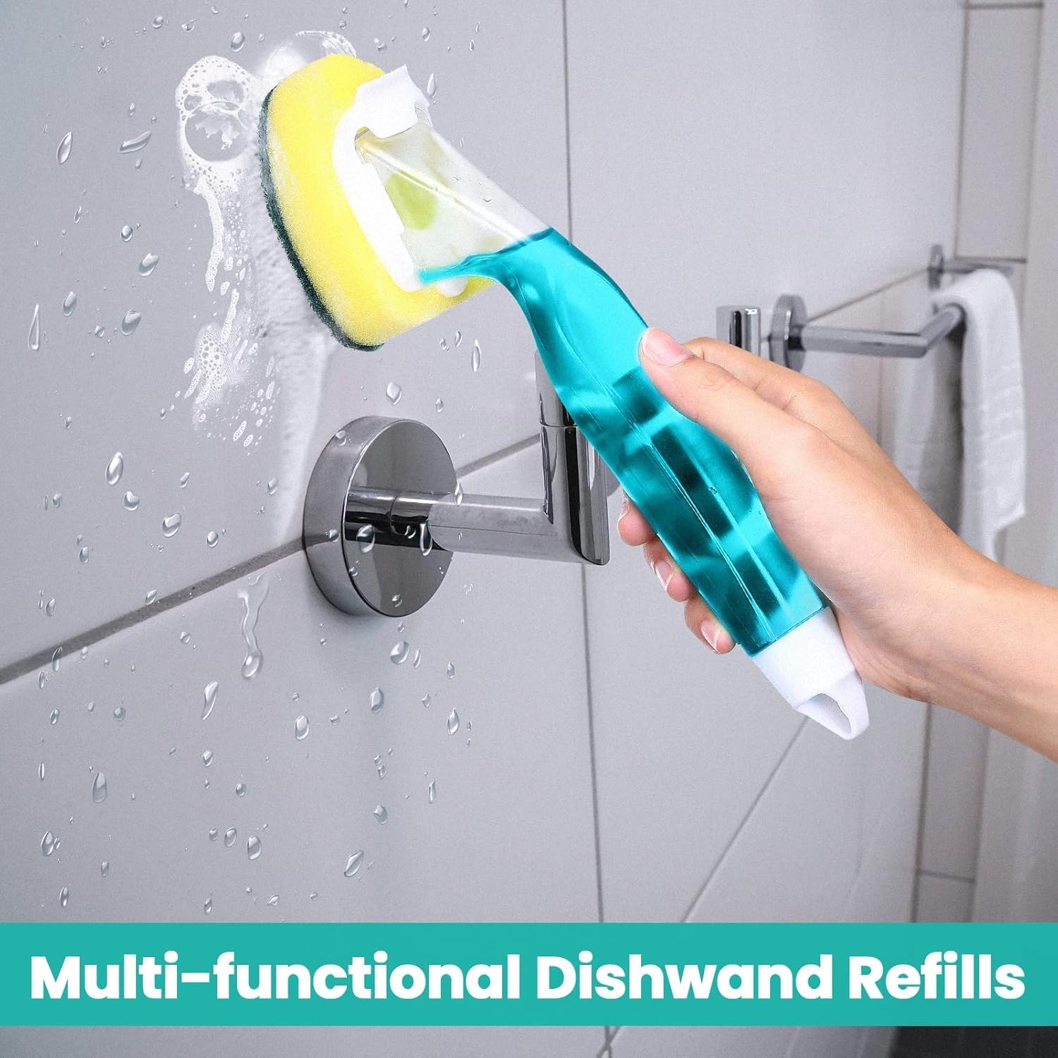 Dish Wand Sponge Refills, Dish Sponge with Handle, Dishwand Refills, Non Scratch Dish Wand Refill Replacement Set,Soap Dispenser Scrubbers Kitchen Cleaning