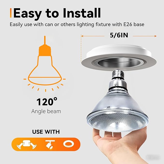 Par38 Halogen Flood Light Bulb 120V 90W, Dimmable PAR38 90W Light Bulbs, E26 Medium Base, Warm White, High Output Reflector Flood Lights for Indoor, 2 Pcs