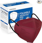 WWDOLL KN95 Face Mask 25 Pack, 5-Layers Breathable KN95 Masks, Red