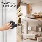 Amerdeco 6 Pack Matte Black Door Handles Interior,Knurled Privacy Door Handles with Lock,Heavy Duty Black Door Lever for Bedroom or Bathroom,Reversible Keyless for Left Right Handed Doors AM0027