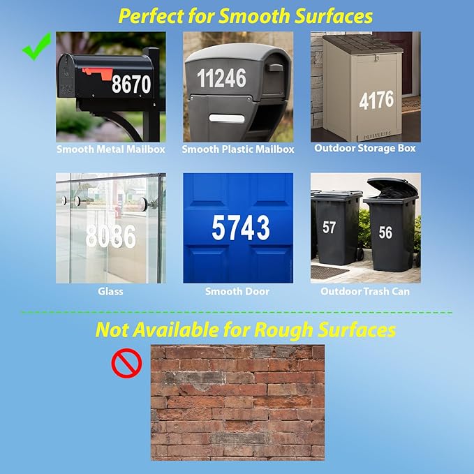 Mailbox Numbers Sticker - Reflective, Self Adhesive Numbers for Outside, Durable & Easy to Apply (White, 4" x 2, 2" x 1)