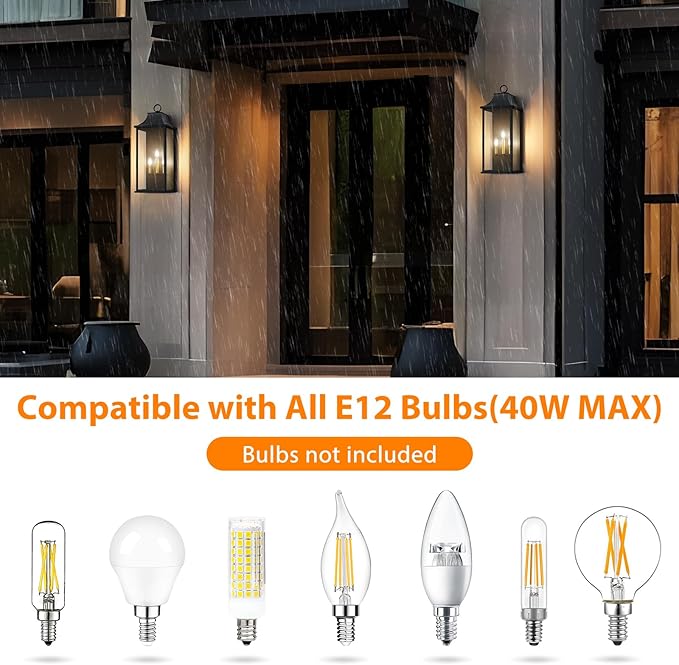 25" Outdoor Light Fixture Large Dusk to Dawn Outdoor Wall Lights, Black Exterior Light Fixture, Outside Coach Lights Wall Mount Waterproof Outside Light Fixtures for House Garage Porch Patio
