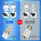 4 Pack, Light Socket to Plug Adapter, Convert E26 Light Socket to 3-Prong Outlet Adapter and Light Bulb Socket (White)