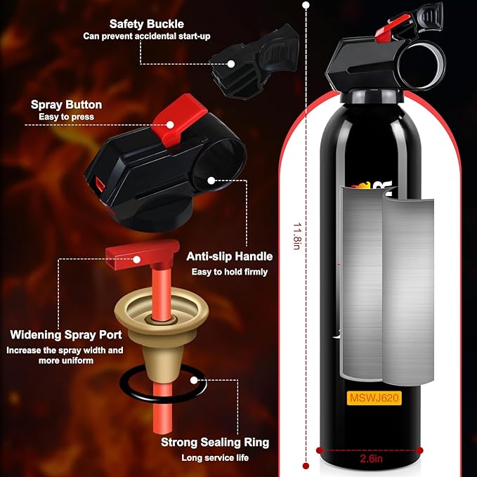 Fire Extinguisher for Home - Car Fire Extinguisher with Mount, Small A B C K Fire Extinguisher, Water-Based Fire Extinguishers for Car/House/Kitchen/Truck/Marine/Boat/Vehicle/utv/rv (6)