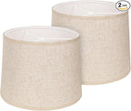 Lamp Shades Set of 2 - Drum Lampshades 11.4" x 12.9" x 9.8" Inches, Fabric Medium Replacement Lampshades for Table Lamp, Floor Lamp, Assembly Required, Spider,Linen