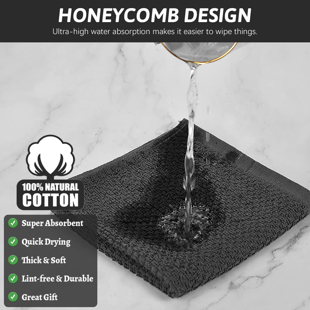 Nialnant 100% Cotton Terry Kitchen Cleaning Rags,Soft Absorbent Dish Cloths for Washing Dishes,Quick Drying Dish Towels-12x12 in,12 Pack