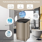 17.7 lbs Full Automatic Washing Machine with LED Display Compact Washing Machine with Drain Dump, 10 Wash Programs and 8 Water Levels Ideal for Dorms, Apartments, RV, Gold, KB03 GOLD6-3