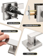 Brushed Nickel Passage Door Lever Interior Door Handle, Heavy Duty Closet Hallway Door Handle Set,1 Pack