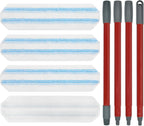 Mop Replacement Pads for Ocedar H2prO Flat Mop System, Mop Handle Mop Refills for O-Cedar H2pro Flat Mop System, Include 4 Pack Mop Pads and 4-Section Mop Handle for Ocedar H2 Pro Mop