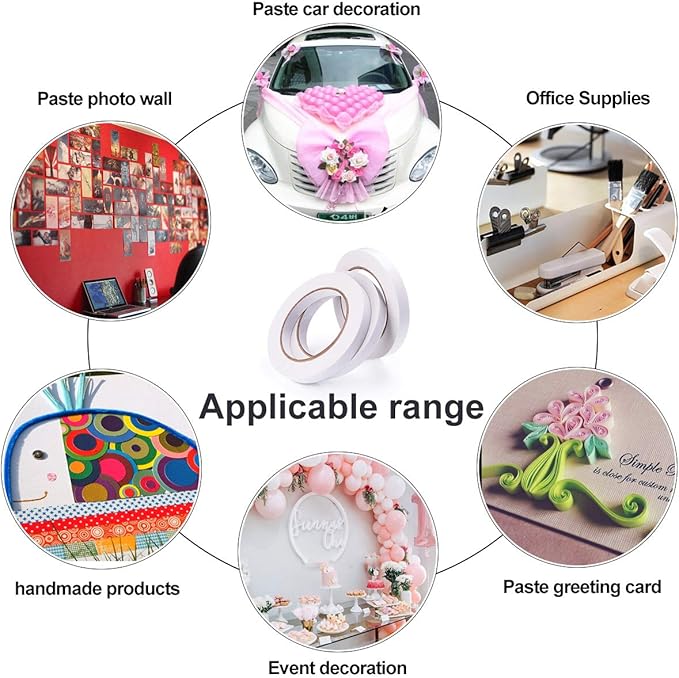2 Rolls Double Sided Office Tape Clear Double-Sided Adhesive Tape Removable for DIY Arts, Crafts, Scrapbook, Photos Display ect, 1/2-Inch x 30 Yards (12.7mm x 27.5m)