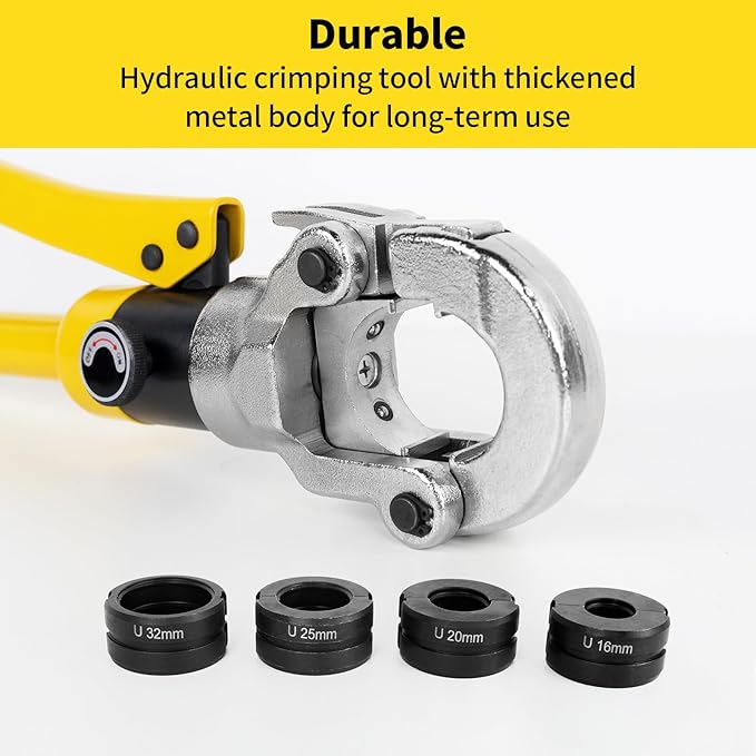 Hydraulic Copper Tube Crimping Tool with 3/5“ 3/4” 1“ 5/4” Inch Jaws, Copper Tube Fittings Hydraulic Pipe Crimping Tool for Pro Press, Copper Pipe Fittings.