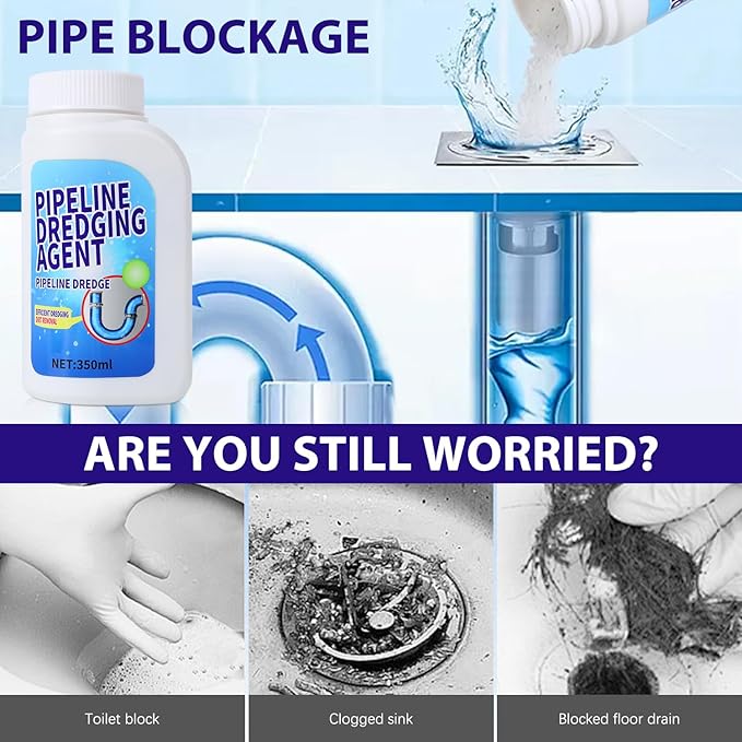 Pipeline Dredging Agent, 350ml Drain Clog Remover Agent,Kitchen Unblocker, Powerful Pipe Unclogger Powerful Sink And Drain Cleaner, for kitchen toilet pipe quick cleaning tool