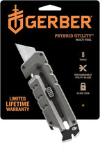 Gerber Gear Prybrid Multi Tool Utility Pocket Knife - Utility EDC Razor Knife with Retractable Blade and Pry Bar - Grey