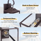 19" Dusk to Dawn Outdoor Lighting 2 Pack, Large Outdoor Wall Sconce Dusk to Dawn Sensor Wall Sconce Lamp, Anti Rust Bronze Dusk Till Dawn Porch Light for Doorway, Garage, Patio