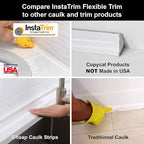 InstaTrim New & Improved Self-Adhesive Caulk Trim, 1/2" x 10', 2-Pack, Flexible, Waterproof, Stain Resistant for Bathroom, Floors, Walls, DIY Project, White
