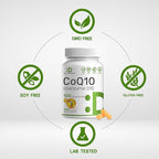 CoQ10 100mg, 240 Capsules – with Omega 3 Fatty Acid 100mg – Bioavailable Coenzyme Q10 Supplements – Heart, Energy, & Brain Health Antioxidant Support – Non-GMO