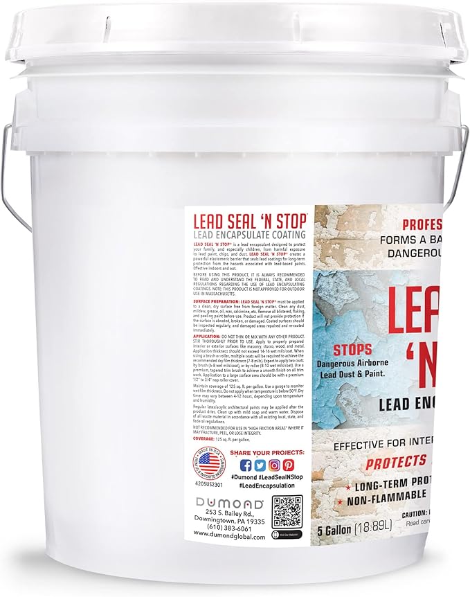 Lead Seal ‘n Stop Lead Encapsulant Coating - Stops and Encapsulates Interior and Exterior Lead Based Paints - Long Term Protection for Your Entire Family - 5 Gallon