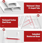 GameGem 4 Step Ladder, Aluminum Folding Step Stool with Anti-Slip Sturdy and Wide Pedal, Lightweight Portable Stepladder for Home and Kitchen Use, Cream White, 330 lbs