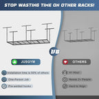 3X8FT Overhead Garage Storage Rack, 22"-48" Height Adjustable Garage Ceiling Storage Racks, Heavy Duty Metal Garage Storage Organizer System, 750LBS Weight Capacity