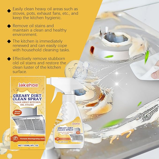 Greasy Dirt Clean Spray, Degreaser Cleaner Heavy Duty, Kitchen Cleaner, All Purpose Stain Removal Cleaners, Oven And Grill Cleaners Clean Up Kitchen Oil Stains(1, pc-120ml)