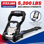 MOCA Black Heavy Duty Ratchet Tie Down Straps - 5200 Lbs Breaking Strength 1.6" x 8', Includes 4 Heavy Duty Ratchet Padded Handles & Coated Chromoly S Hooks & 4 Soft Loop Tie-Downs