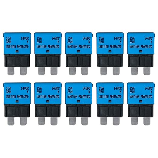 Auto Reset ATC/ATO 15 Amp Circuit Breaker Fuse for Automotive Marine RV Car Truck Audio Battery Protection Automatic Reset | Low Profile (15A, 10 Pack)