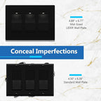 LIDER Brushed Finish Decorator Switch Cover, Screwless Wall Plate, Mid-Size 3-Gang 4.88" x 6.77", Unbreakable Polycarbonate Thermoplastic, UL Listed, LSWP-33M-BK2P, Black, 2 Pack