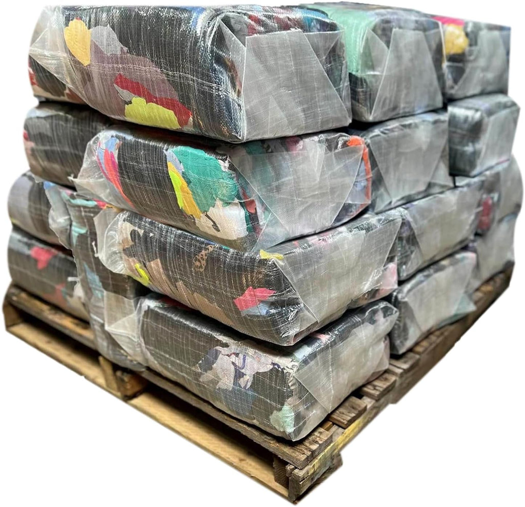 Color T-Shirt Rags (1000 lbs. Pallet 40x25 lbs. Bags) – Shop Rag Bulk for Workshops, Mechanics, Painters, and Home Use, Multipurpose Cotton T-Shirt Rags